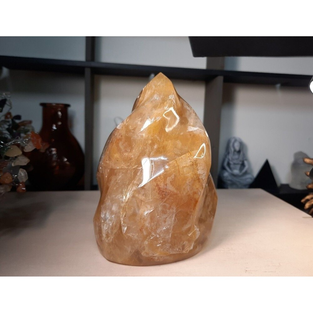 High-Grade AAA Golden Healer Quartz Crystal Flame Free-form